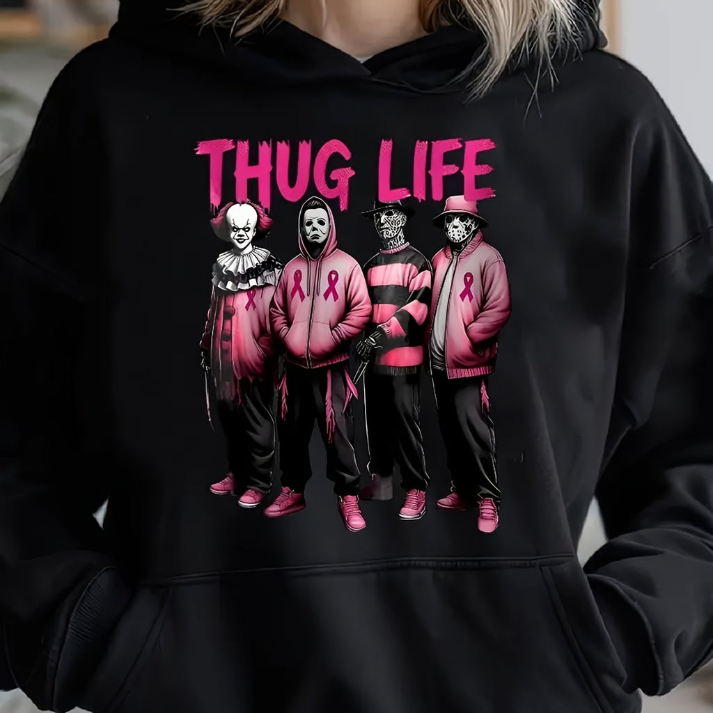 Thug Life Breast Cancer Awareness Hoodie