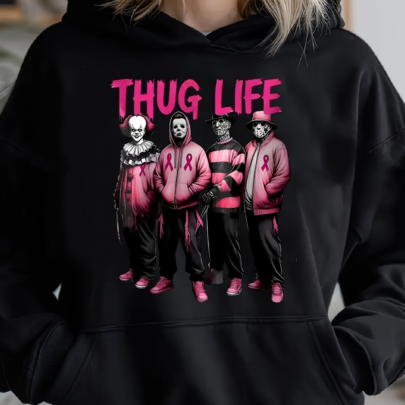 Thug Life Breast Cancer Awareness Hoodie