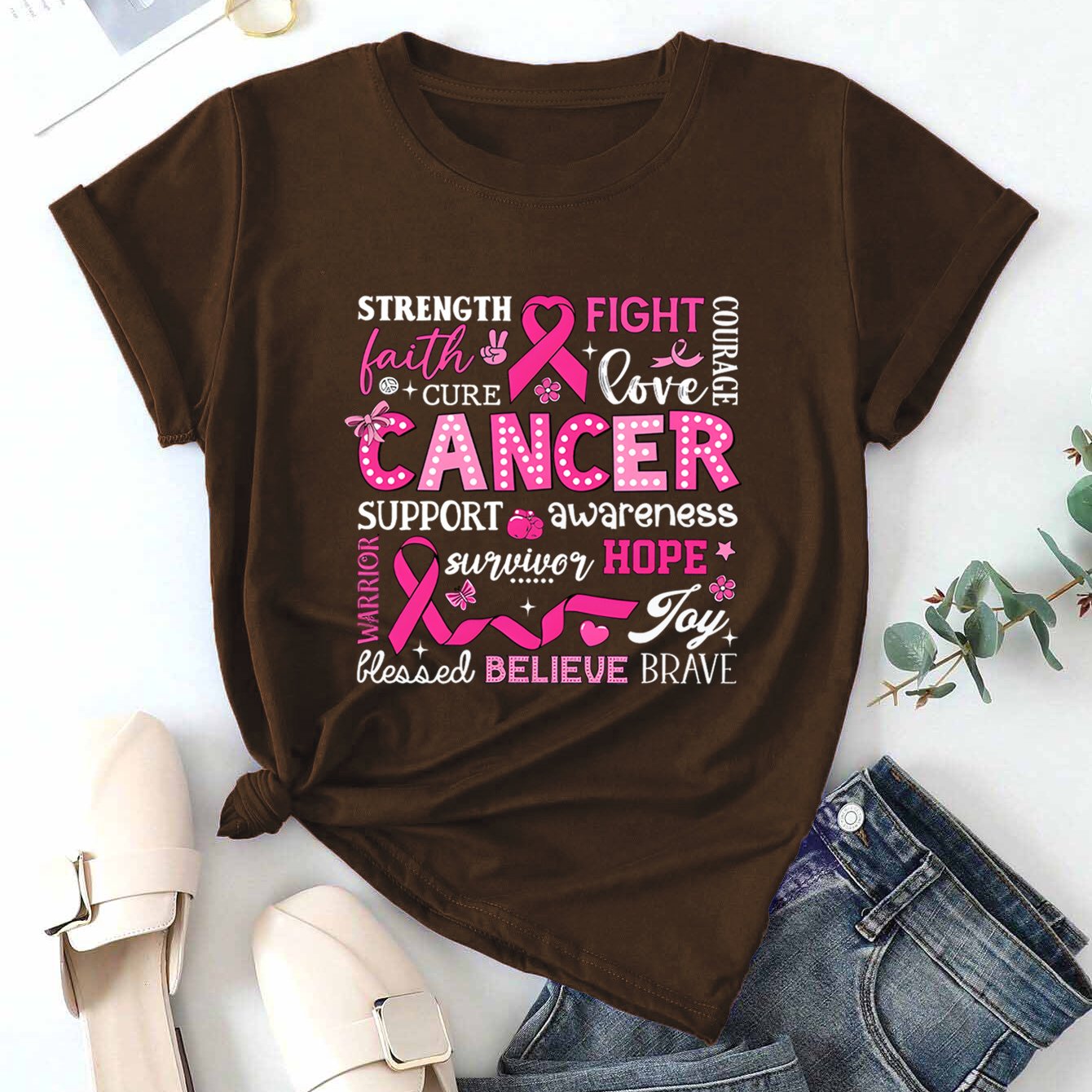 Inspirational Collage Breast Cancer Awareness T-Shirt