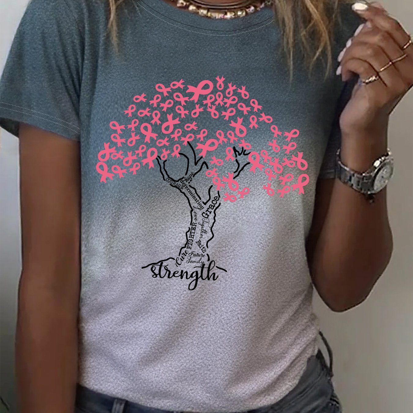Stunning Pink Ribbon Tree Tshirt