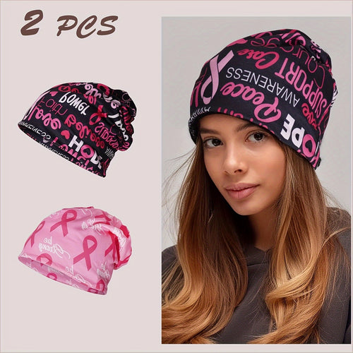2pcs Breast Cancer Awareness Beanies