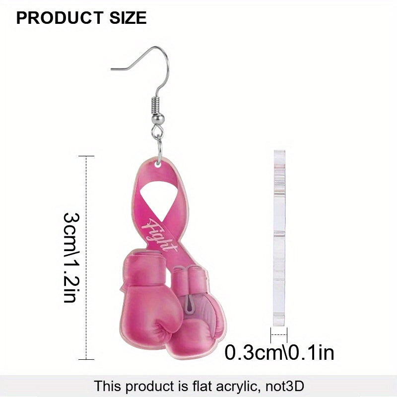 Pink Ribbon Boxing Gloves Earrings