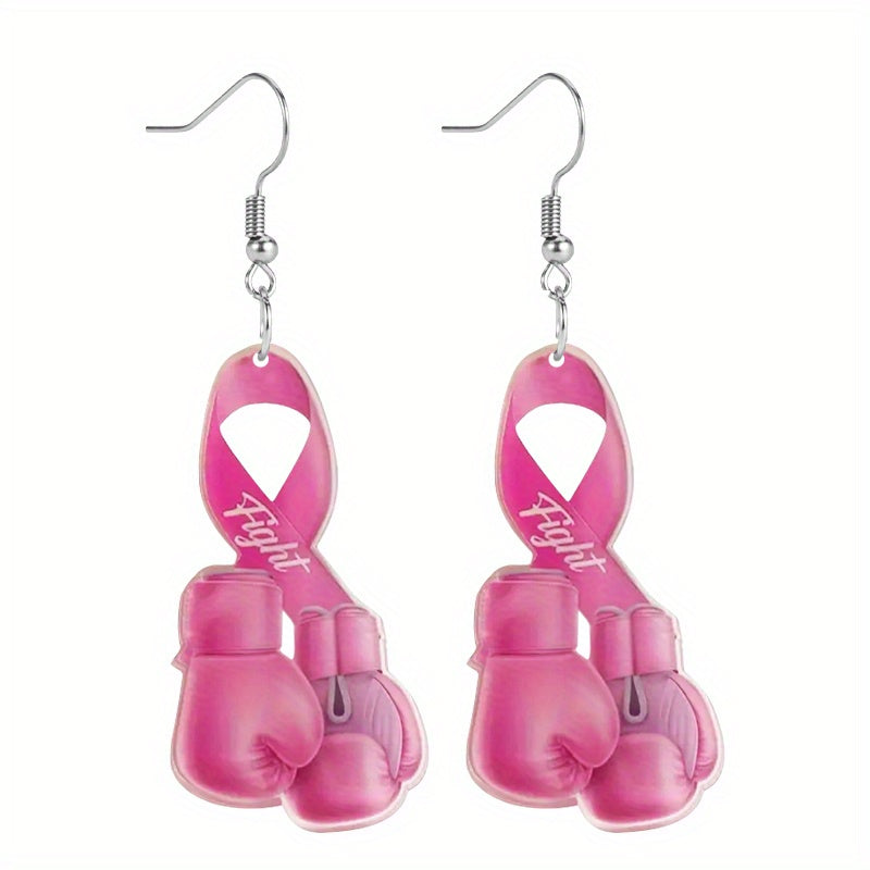 Pink Ribbon Boxing Gloves Earrings