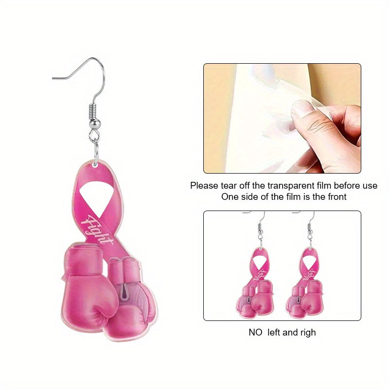 Pink Ribbon Boxing Gloves Earrings