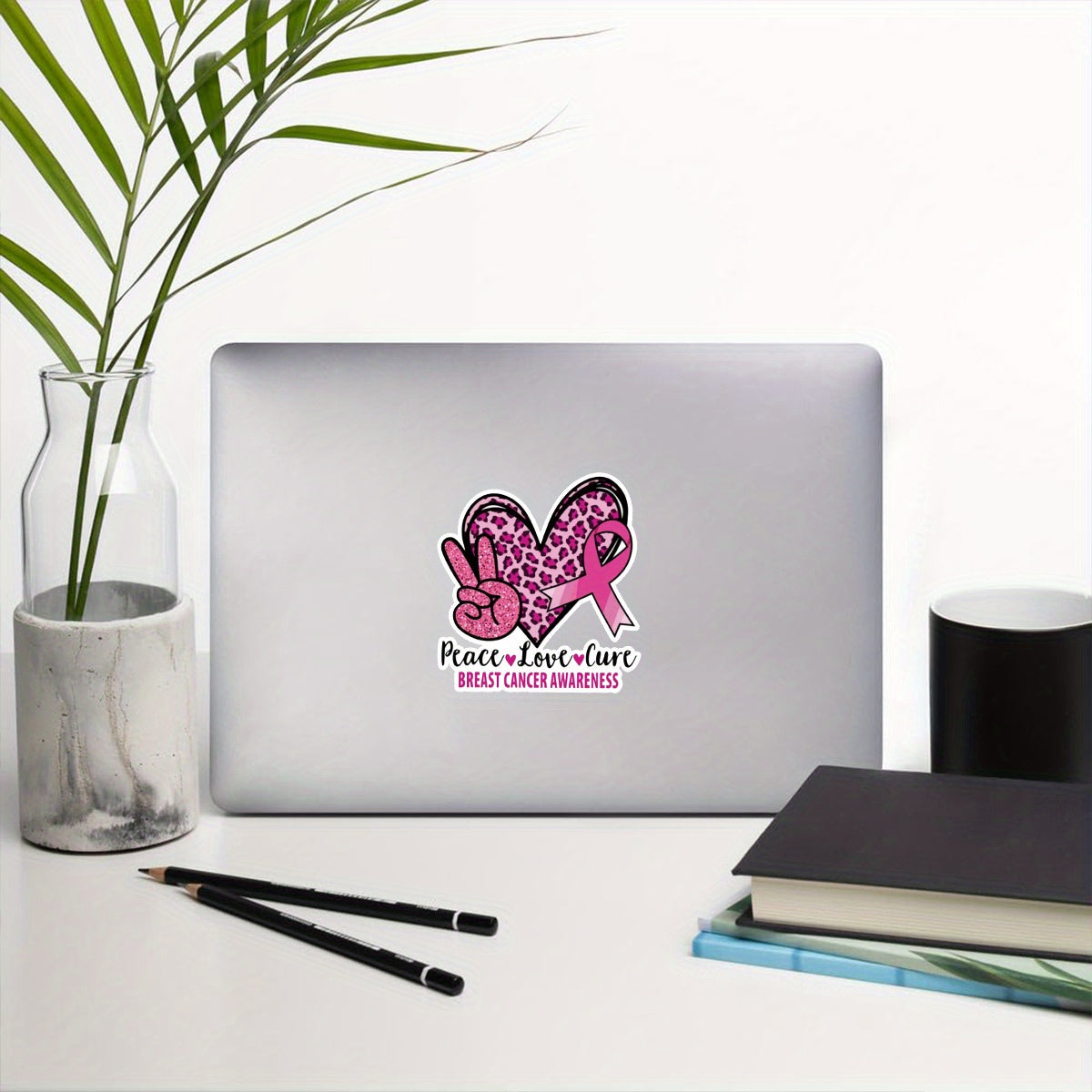 Cheetah Print Peace Love Cure Vinyl Sticker