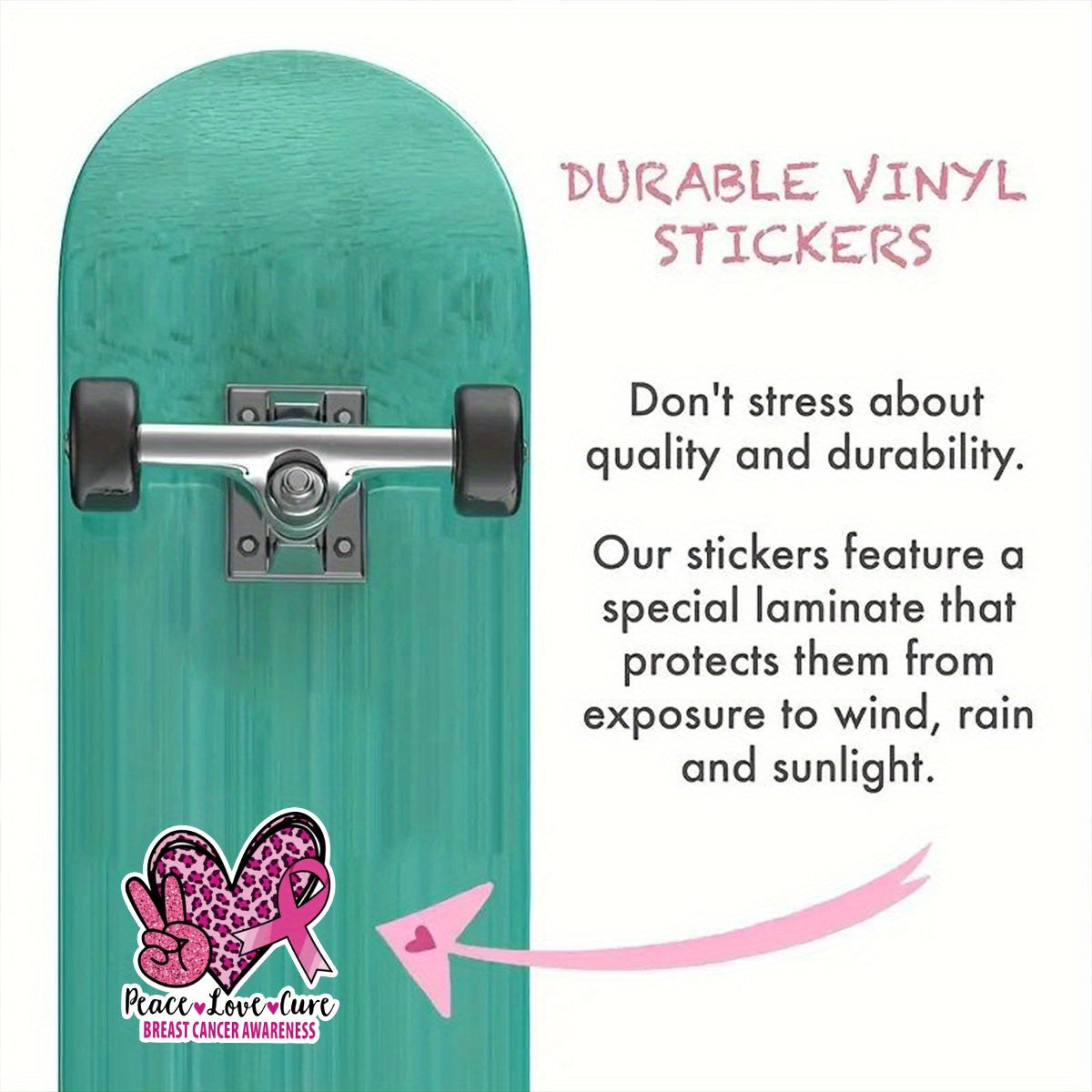 Cheetah Print Peace Love Cure Vinyl Sticker