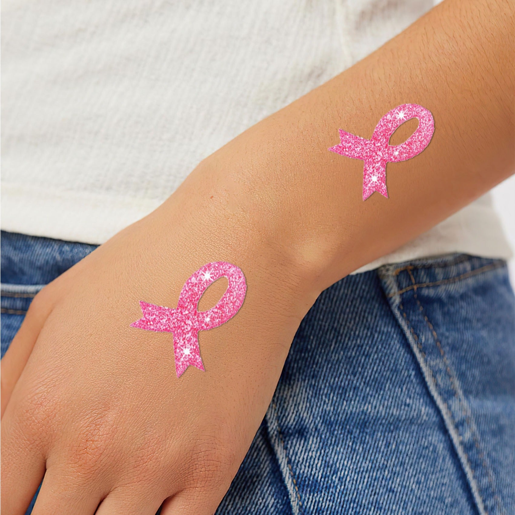 Glitter Breast Cancer Awareness Tattoos