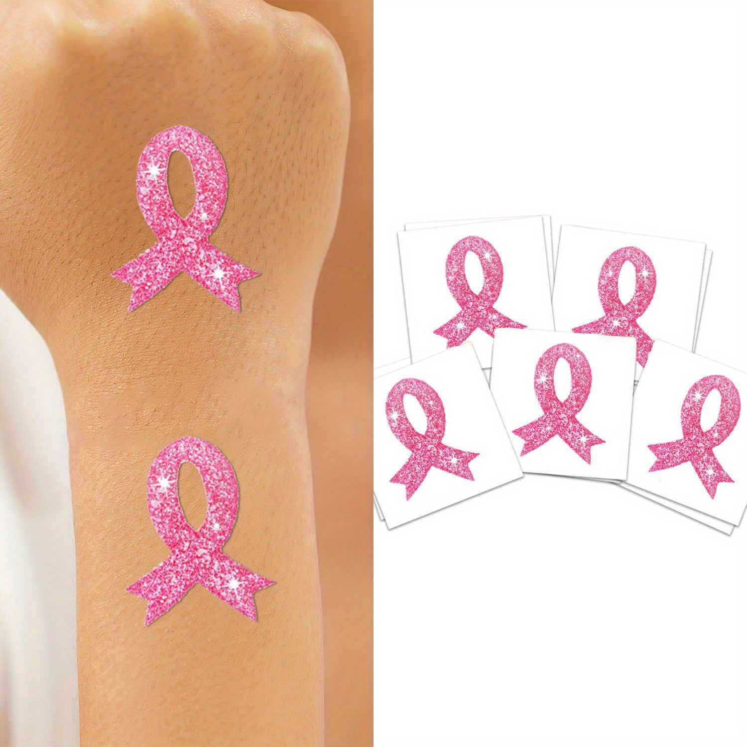 Glitter Breast Cancer Awareness Tattoos