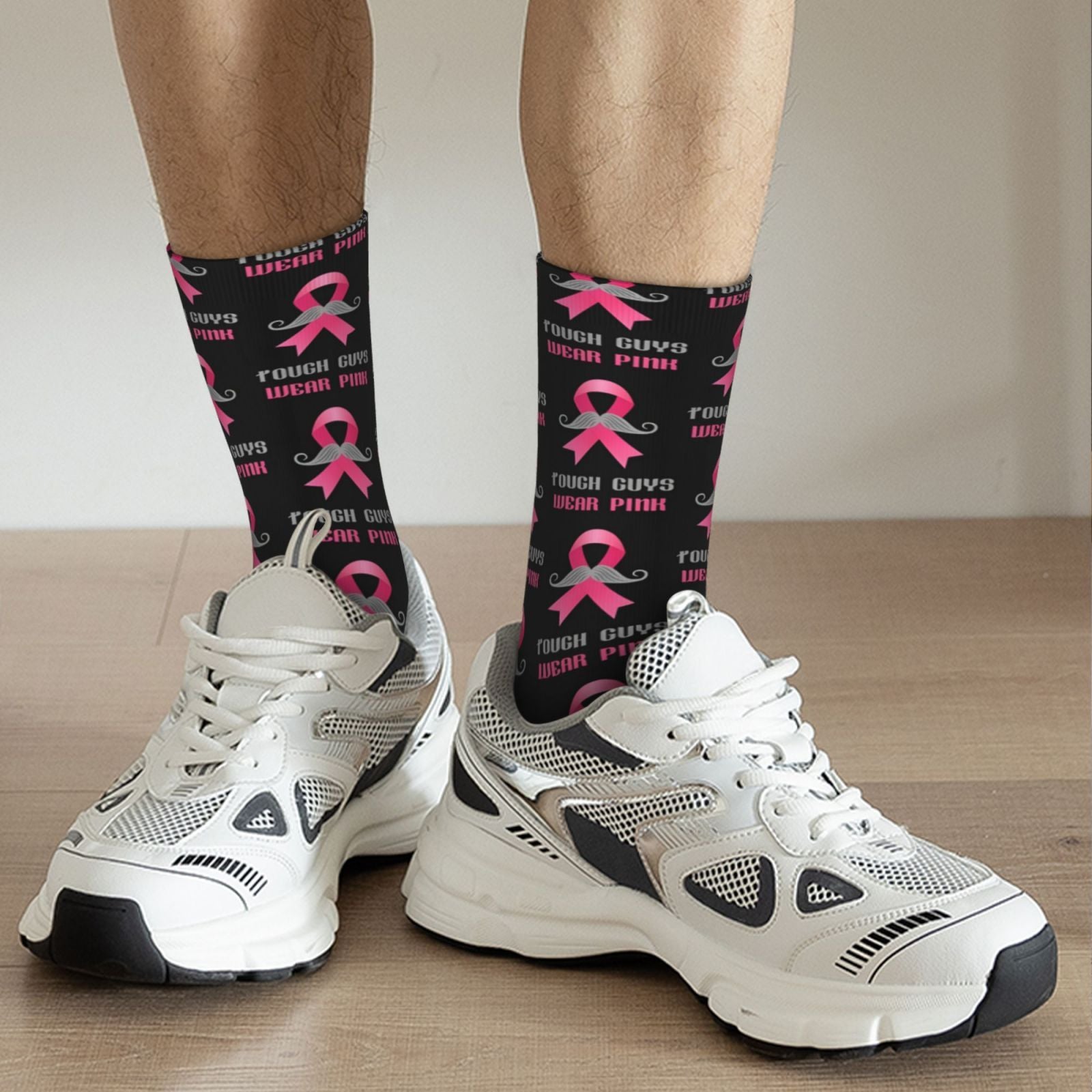 Mens Pink Ribbon Tough Guys Wear Pink Socks