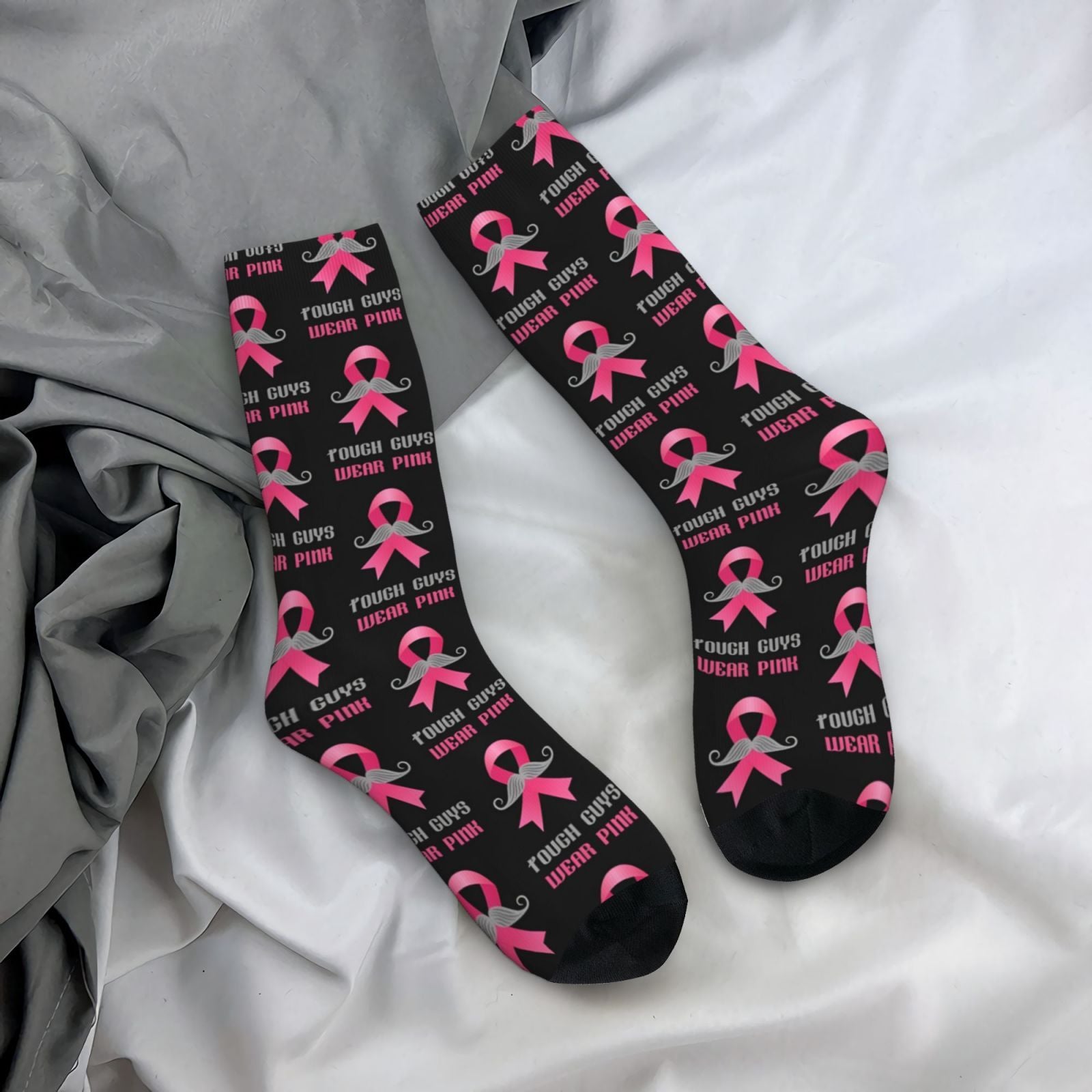 Mens Pink Ribbon Tough Guys Wear Pink Socks