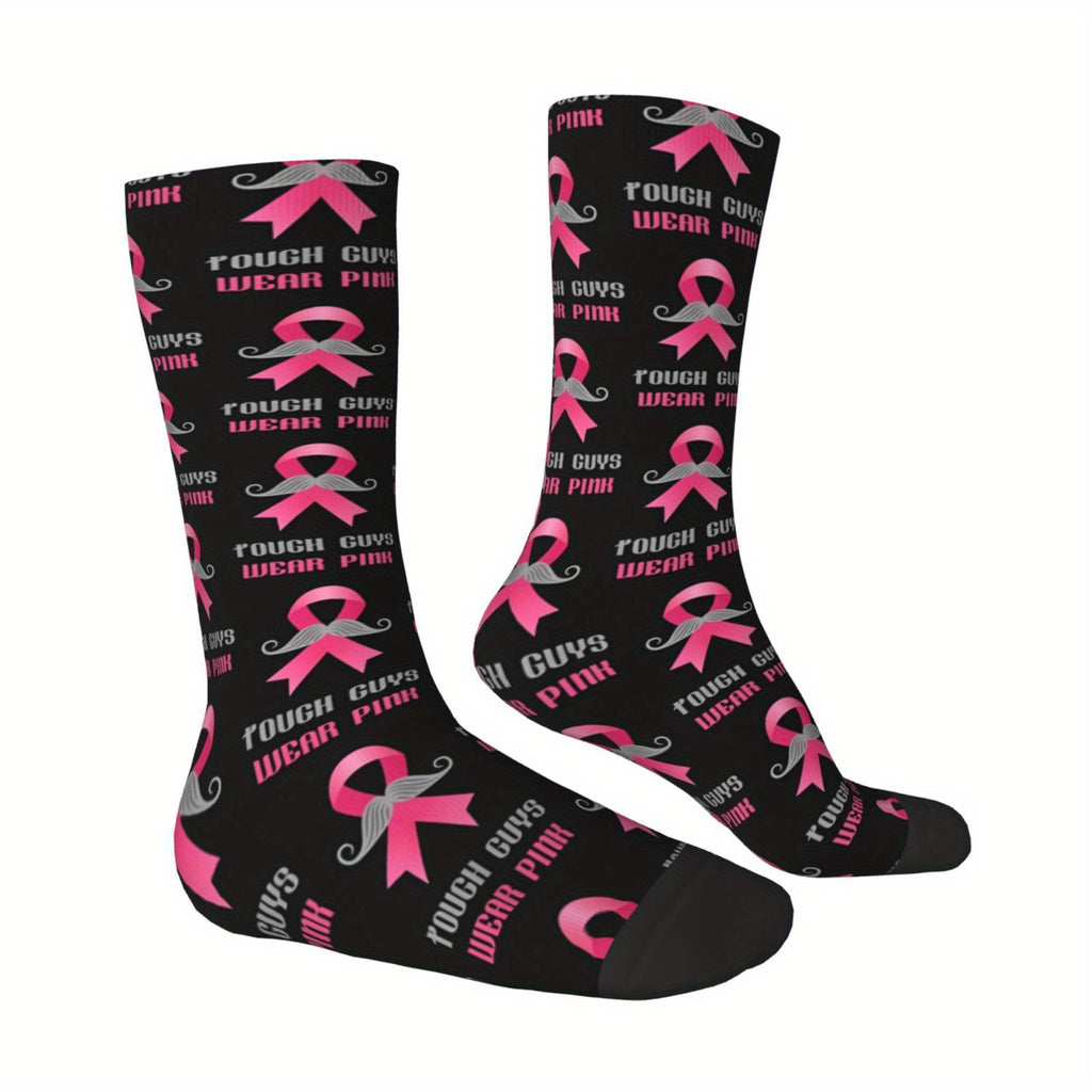 Mens Pink Ribbon Tough Guys Wear Pink Socks