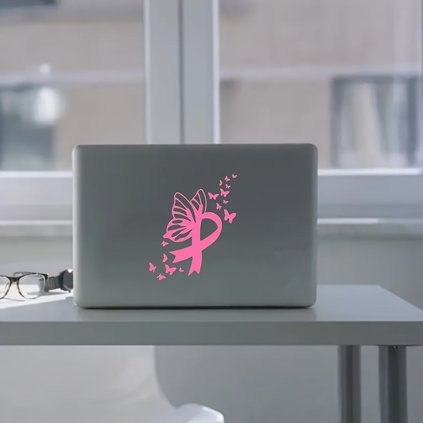 Butterfly Breast Cancer Ribbon Decal Sticker