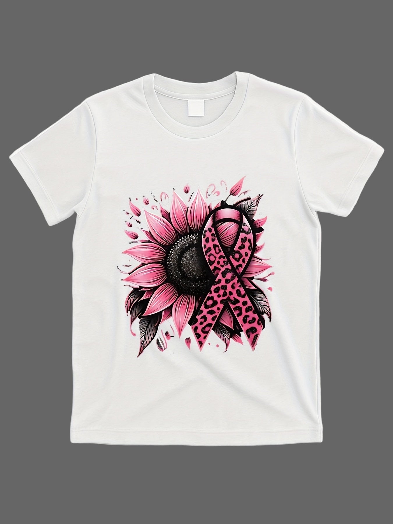 Sunflower and Pink Cheetah Ribbon Tshirt