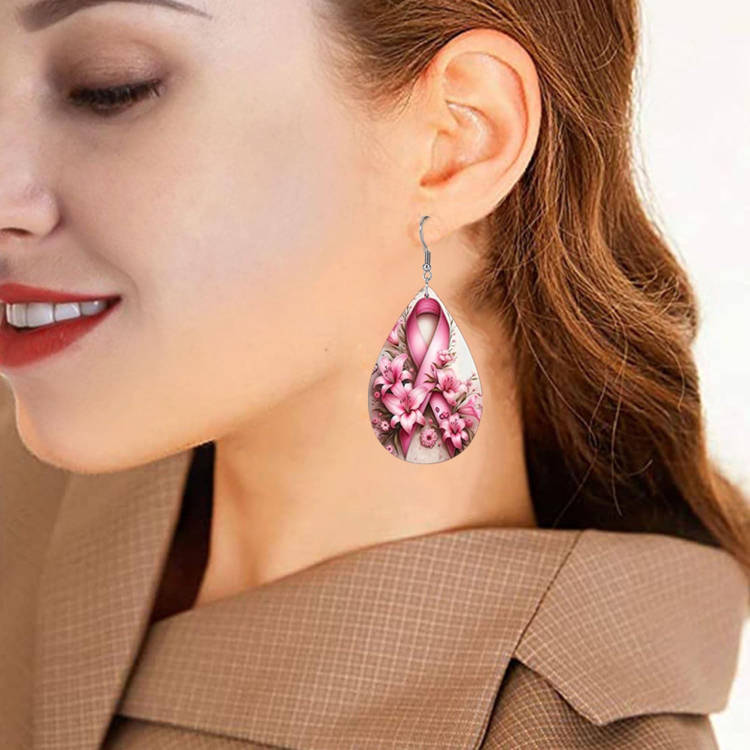 Elegant BC Ribbon and Lily Dangle Earrings