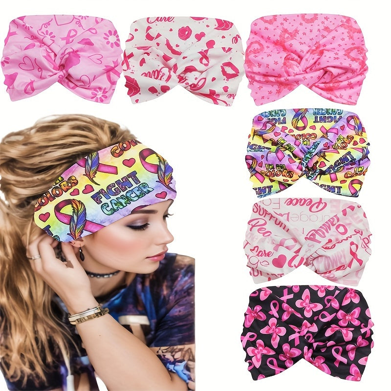 6pcs Breast Cancer Awareness Headbands