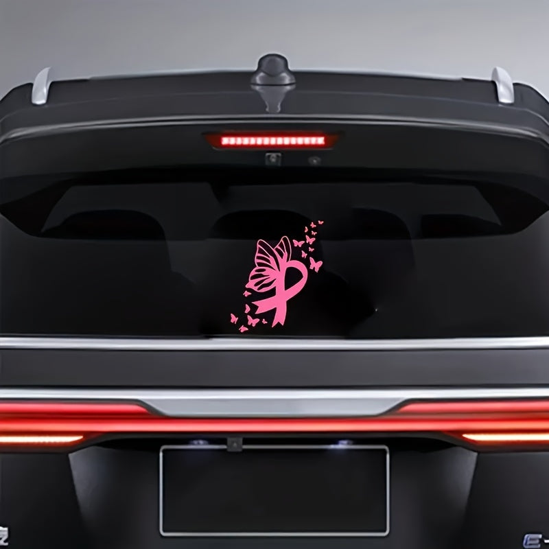 Butterfly Breast Cancer Ribbon Decal Sticker
