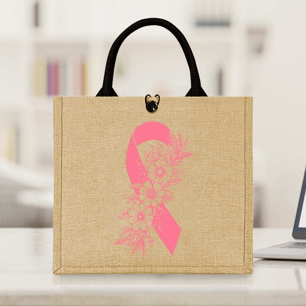 Burlap Look BC Ribbon Tote Bag