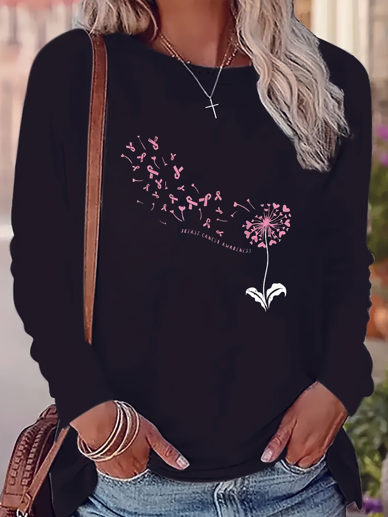 Long Sleeve Dandelion and Ribbons BC Awareness Tshirt