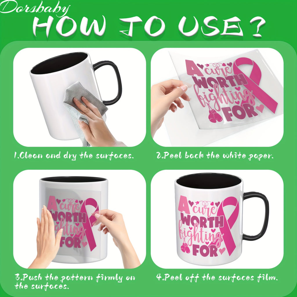 12pcs Breast Cancer Awareness Stickers