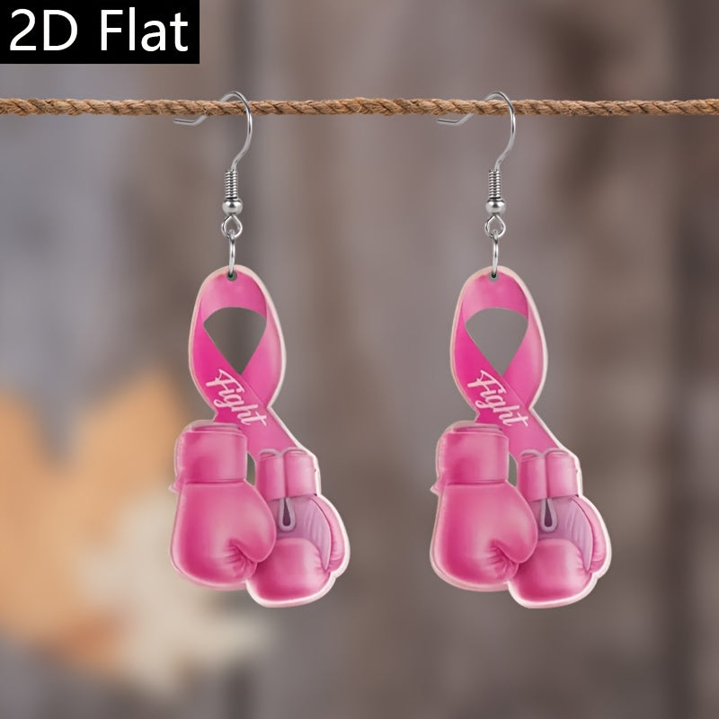 Pink Ribbon Boxing Gloves Earrings