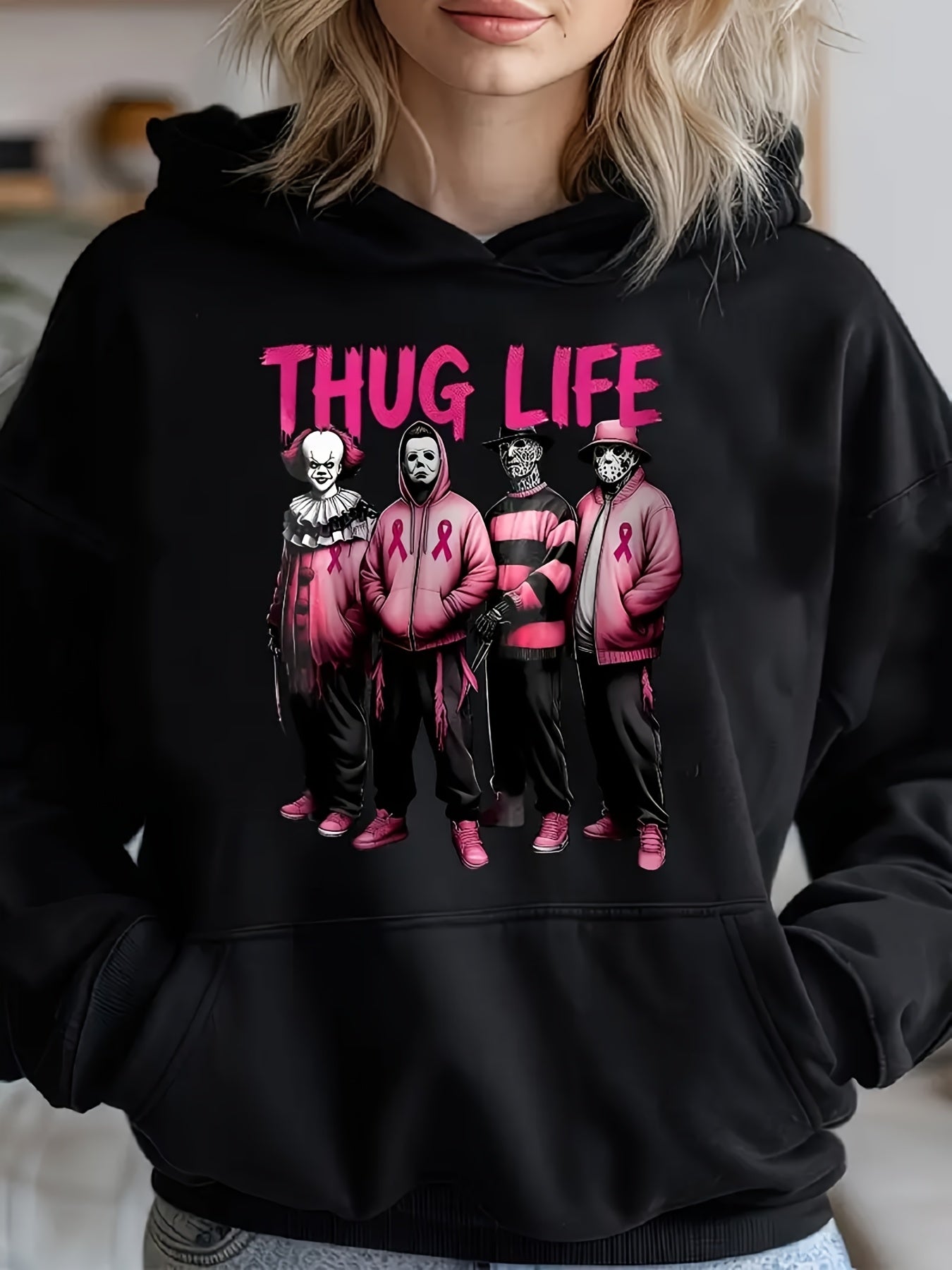 Thug Life Breast Cancer Awareness Hoodie