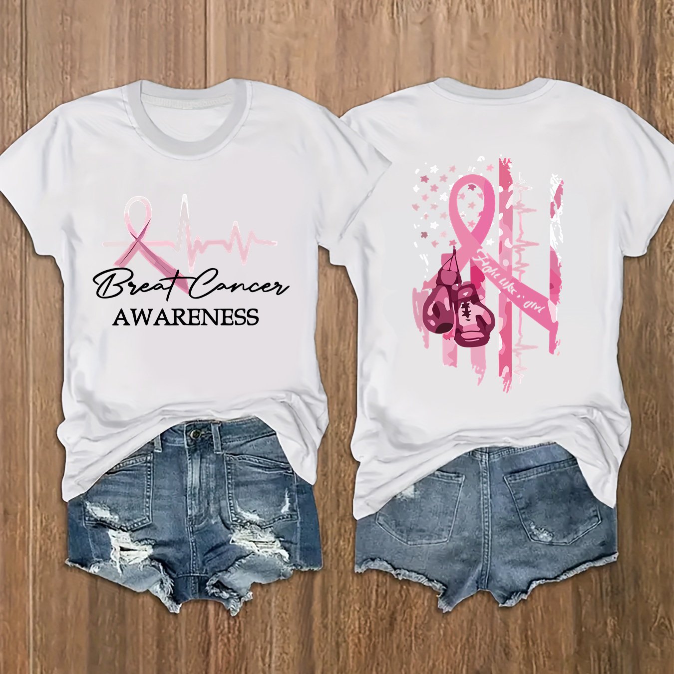 Breast Cancer Awareness Print on both Sides T-Shirt