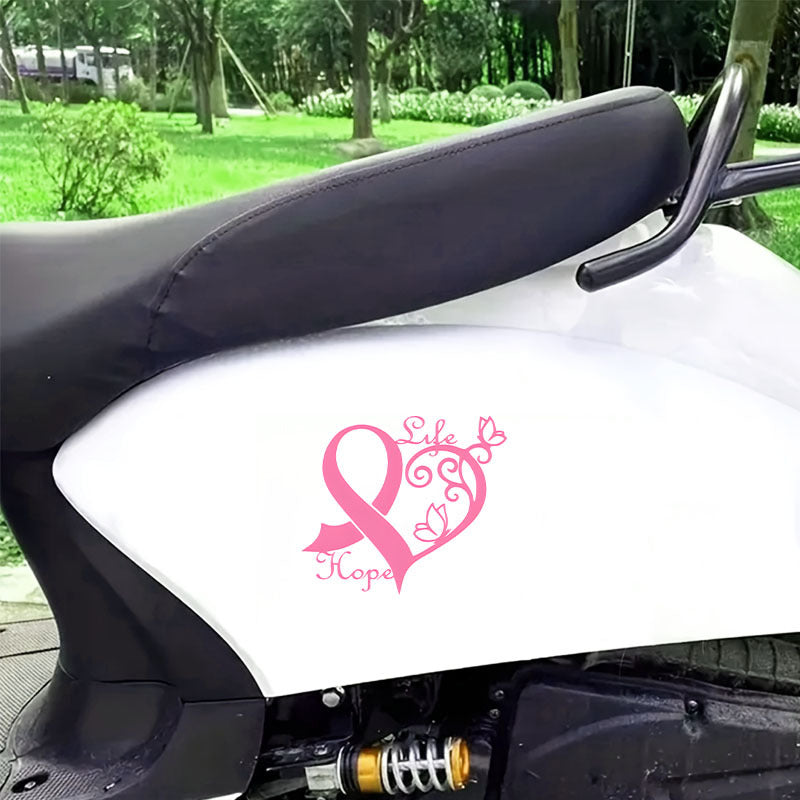 Pink Ribbon Heart & Butterfly Sticker