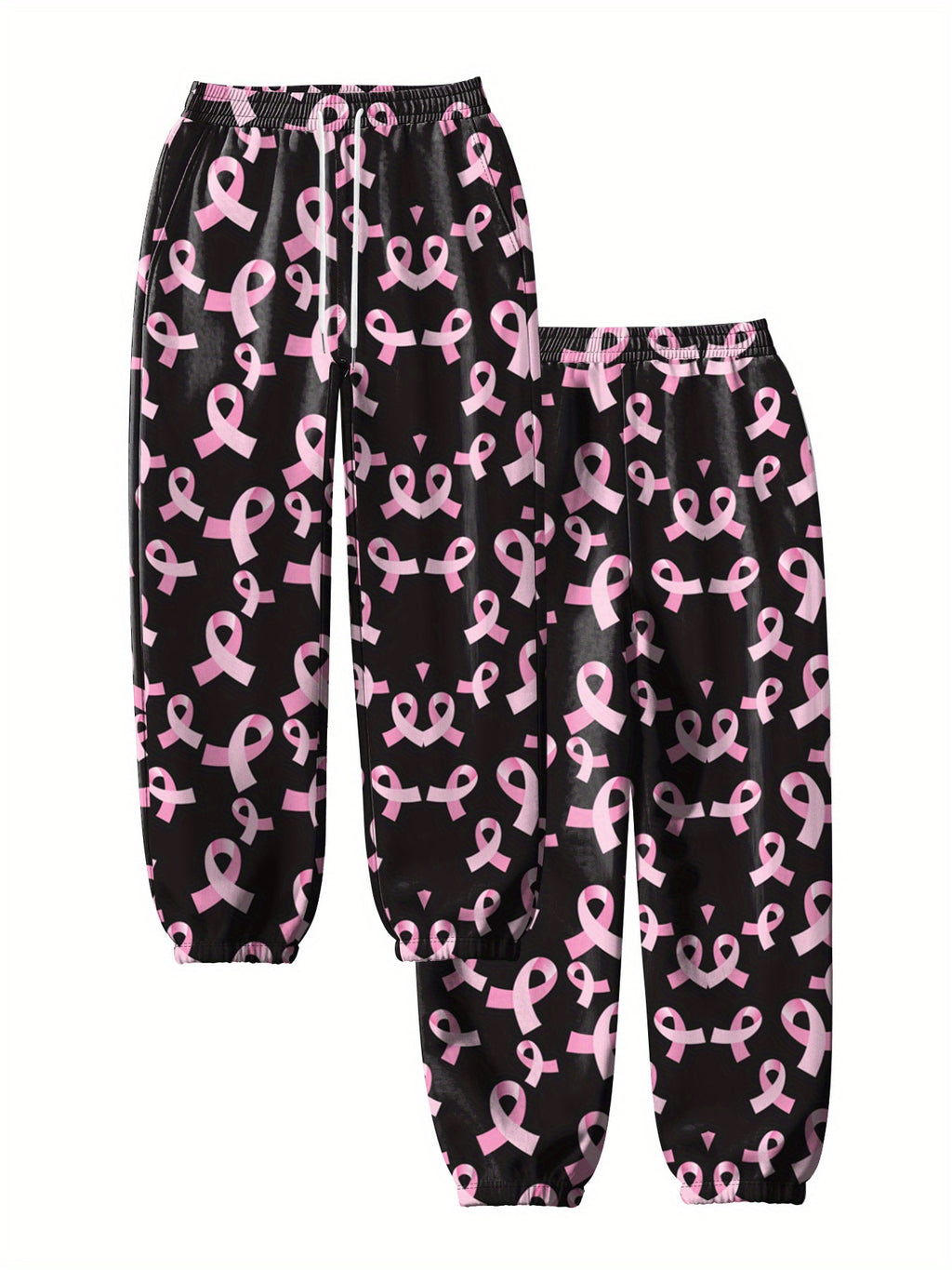 Pink BC Ribbons on Black Joggers