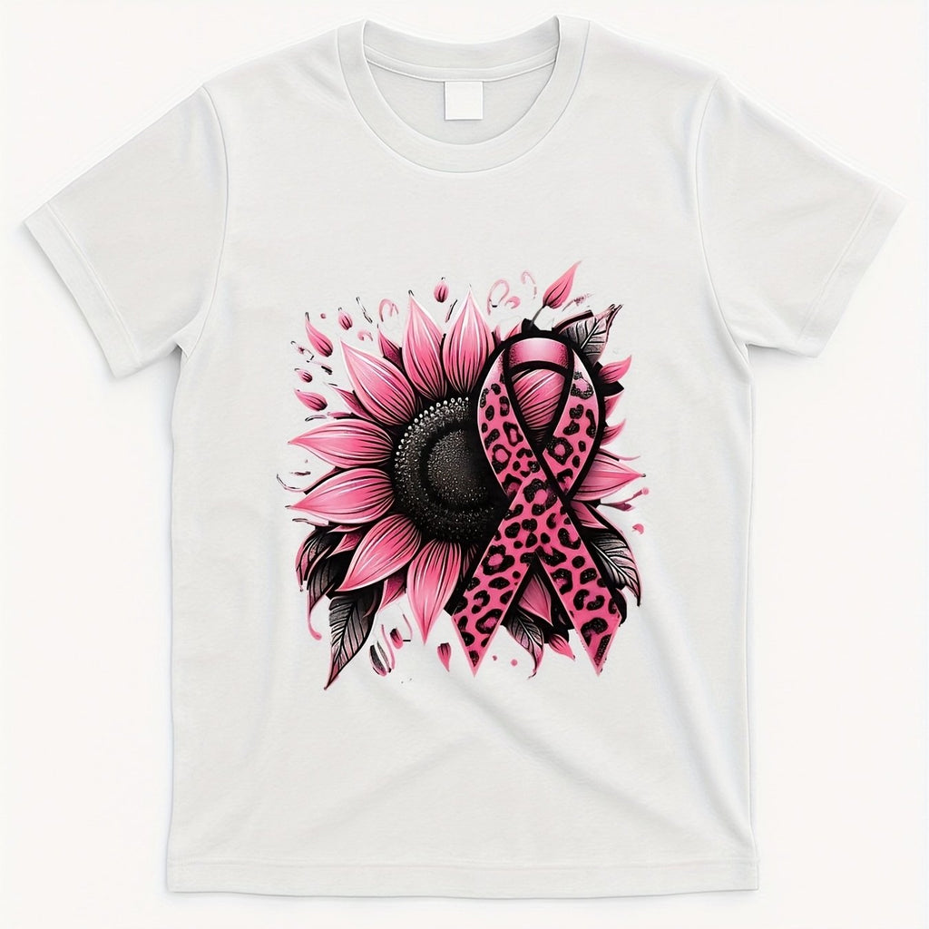 Sunflower and Pink Cheetah Ribbon Tshirt