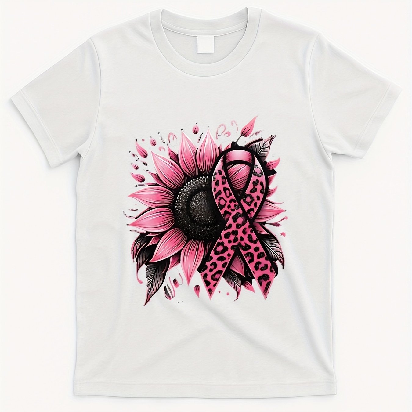 Sunflower and Pink Cheetah Ribbon Tshirt