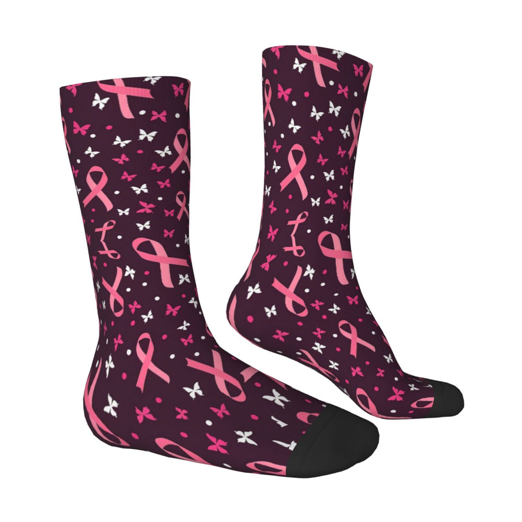 Butterflies and Pink Ribbon Crew Socks