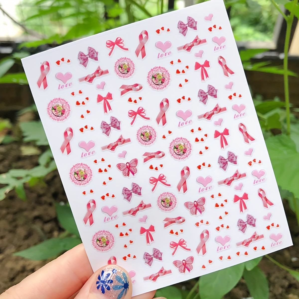 Pink Ribbon Nail Art Stickers