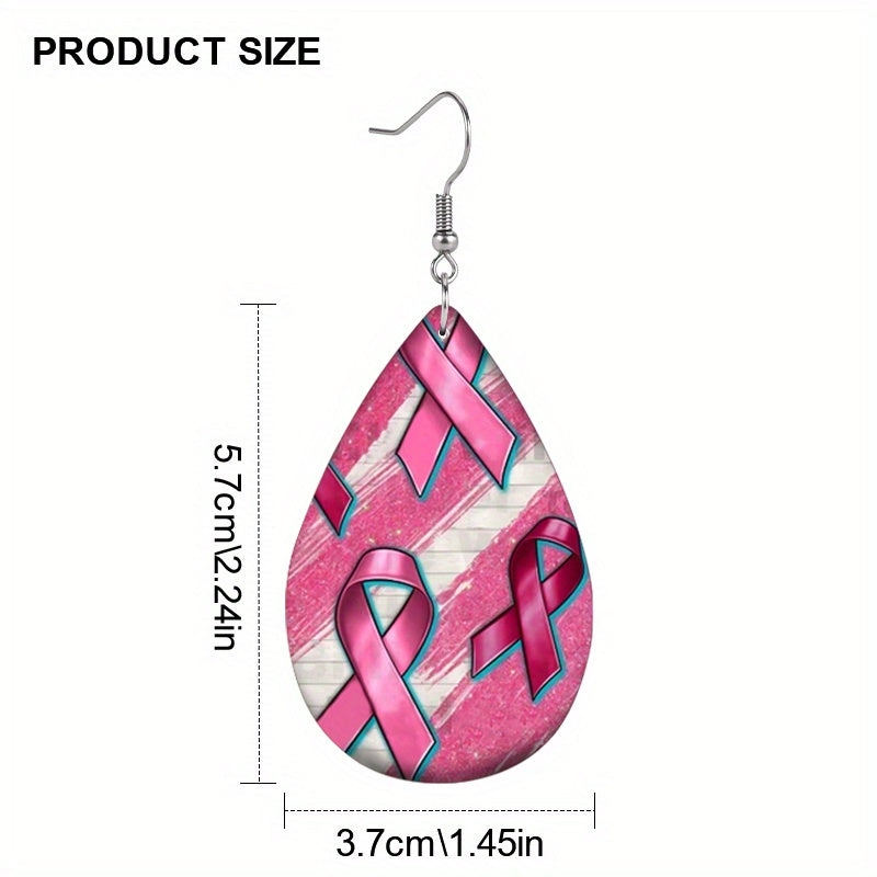 Pink BC Ribbons and Stripes Dangle Earrings