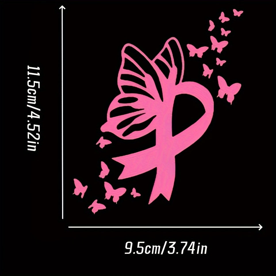 Butterfly Breast Cancer Ribbon Decal Sticker
