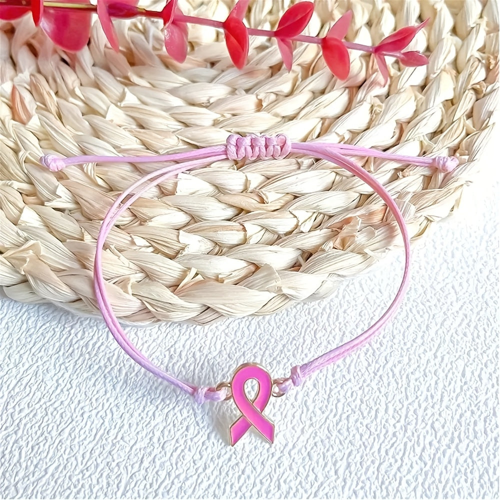 Breast Cancer Awareness Ribbon Friendship Bracelet