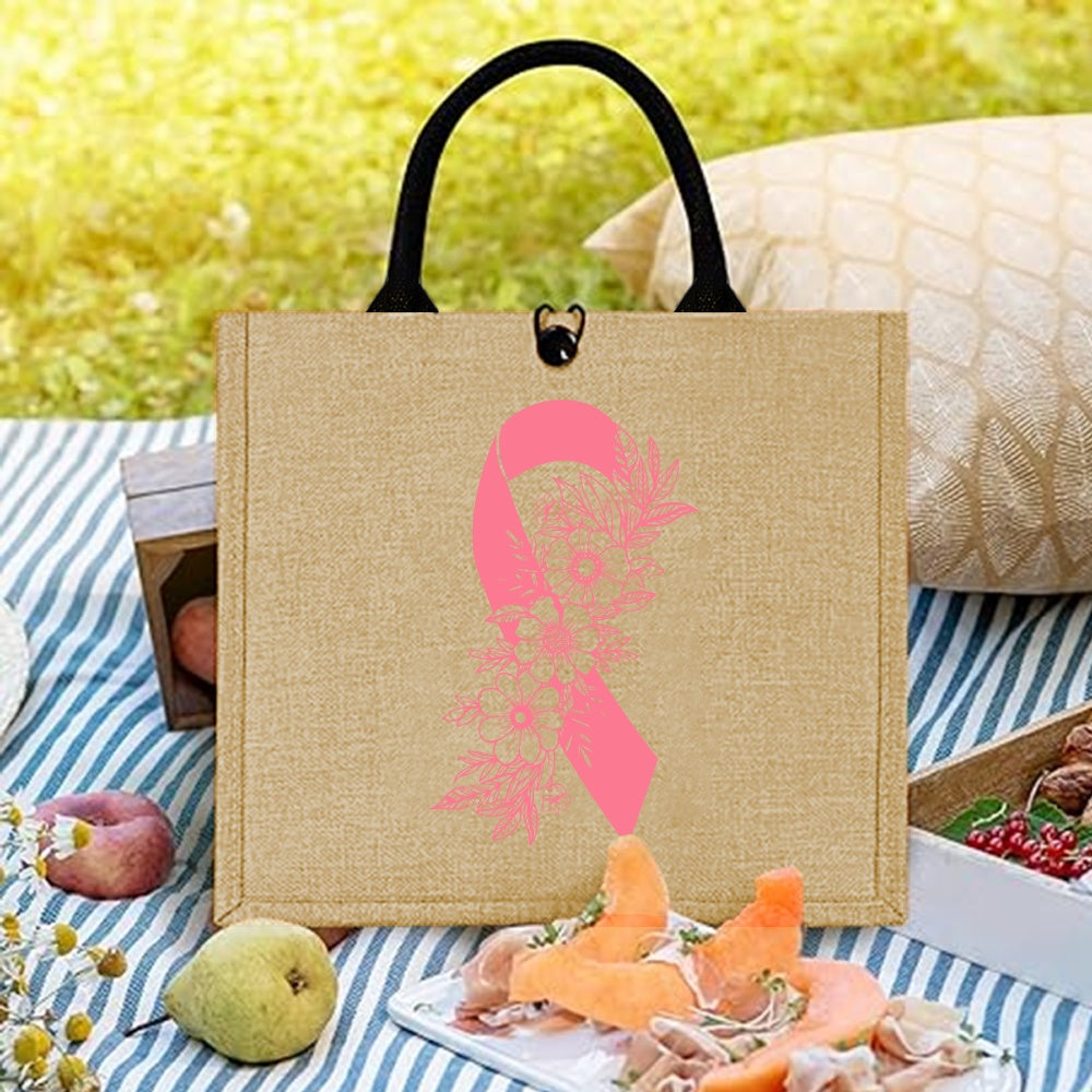 Burlap Look BC Ribbon Tote Bag