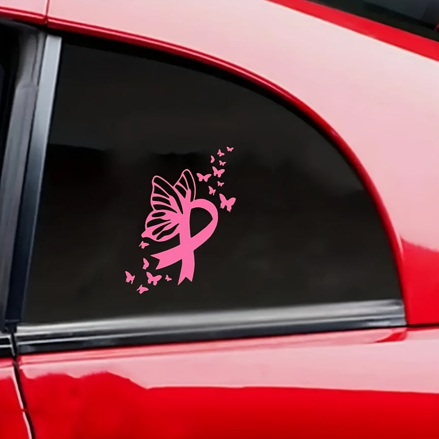 Butterfly Breast Cancer Ribbon Decal Sticker