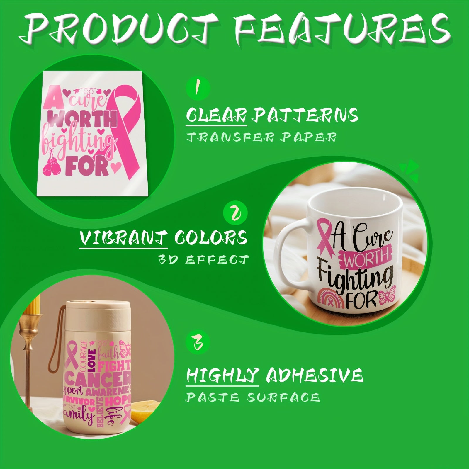 12pcs Breast Cancer Awareness Stickers