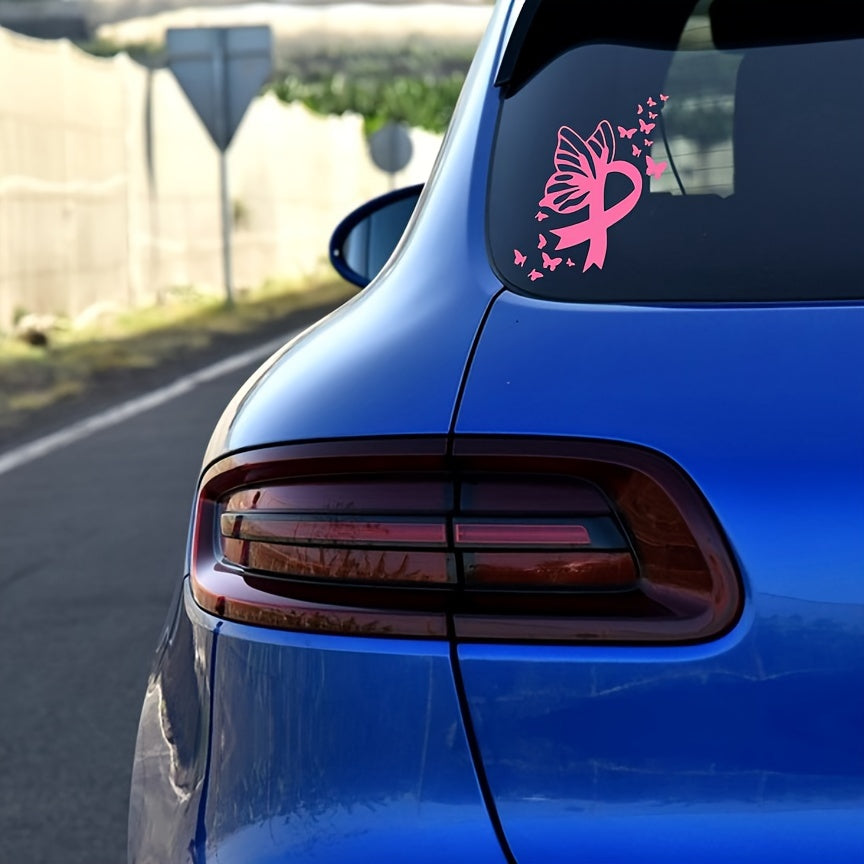 Butterfly Breast Cancer Ribbon Decal Sticker
