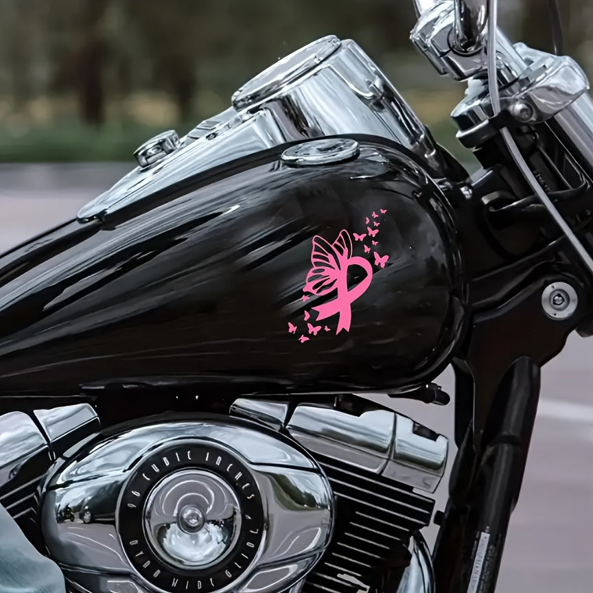 Butterfly Breast Cancer Ribbon Decal Sticker