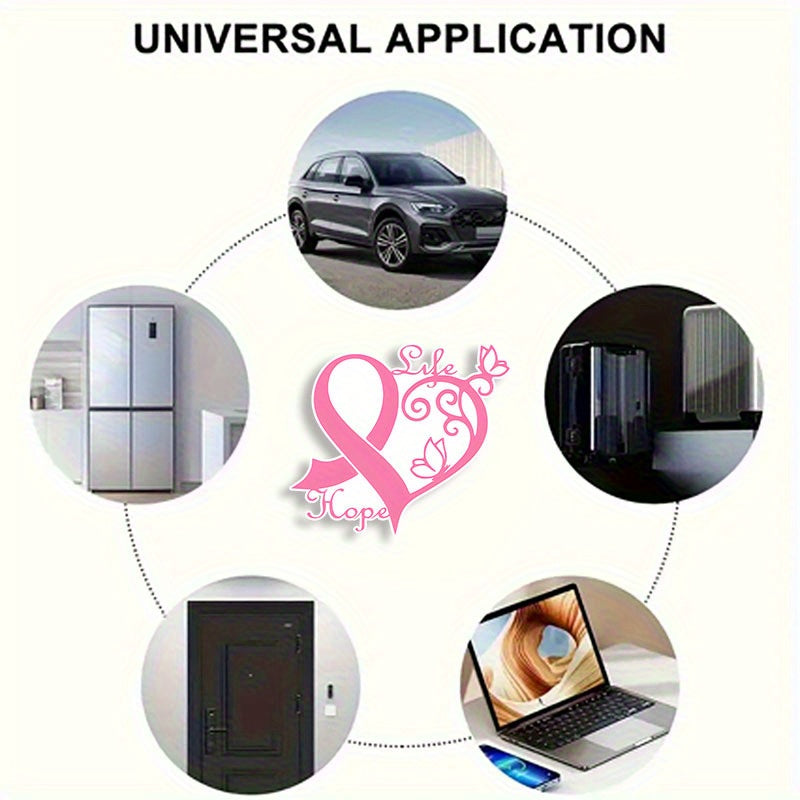 Pink Ribbon Heart & Butterfly Sticker
