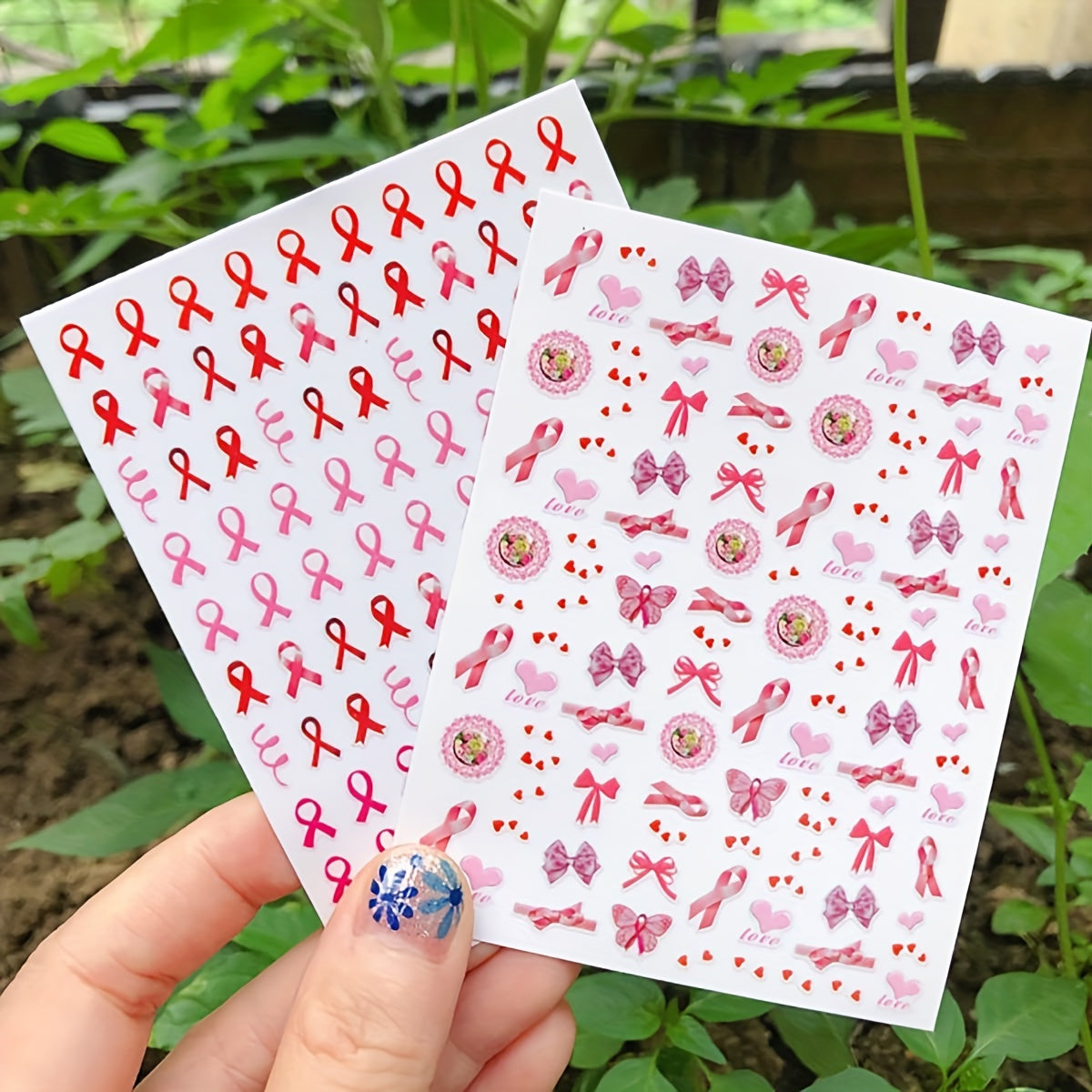 Pink Ribbon Nail Art Stickers