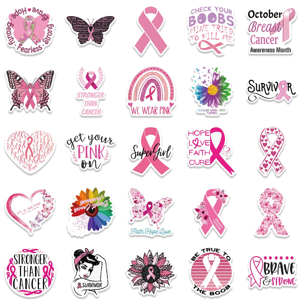 50pcs Breast Cancer Awareness Pack of 50 Stickers