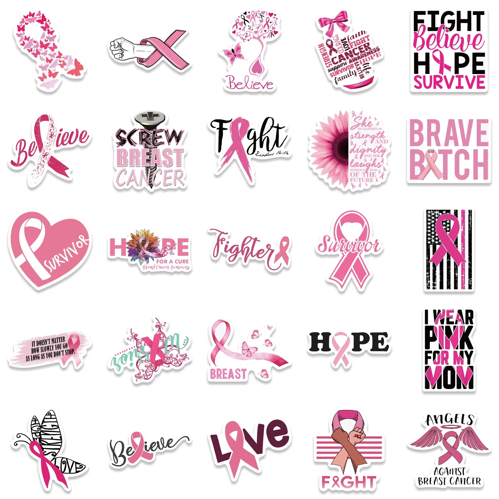 50pcs Breast Cancer Awareness Pack of 50 Stickers