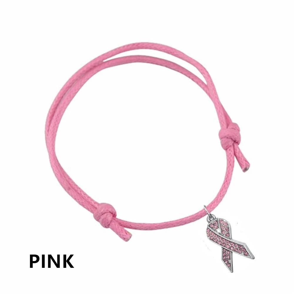 Rhinestone Ribbon Charm on Adjustable Bracelet