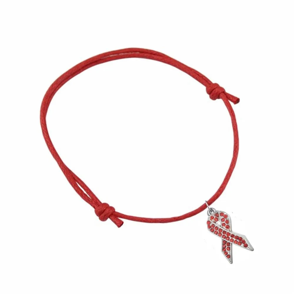 Rhinestone Ribbon Charm on Adjustable Bracelet