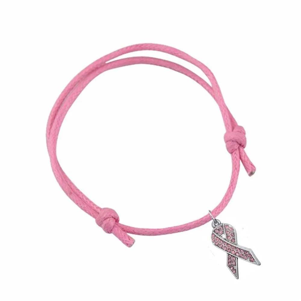 Rhinestone Ribbon Charm on Adjustable Bracelet