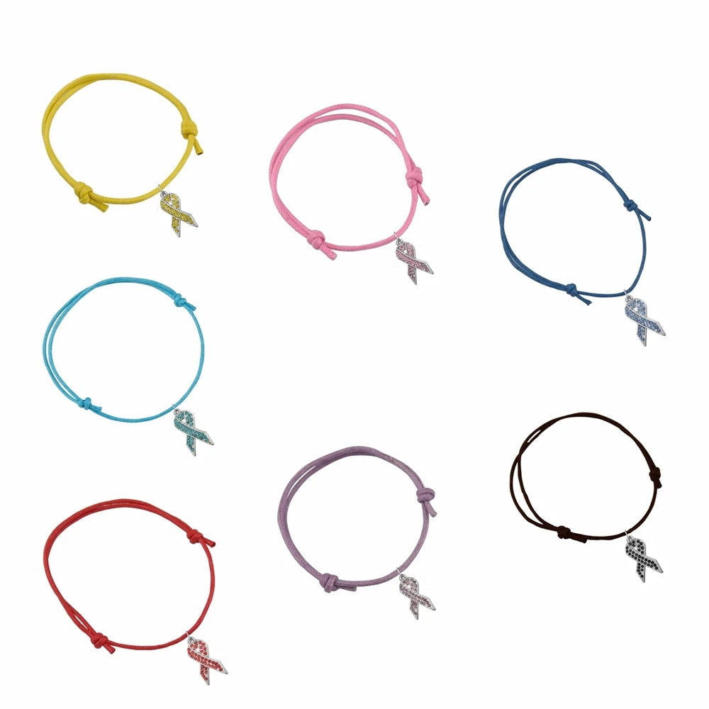 Rhinestone Ribbon Charm on Adjustable Bracelet