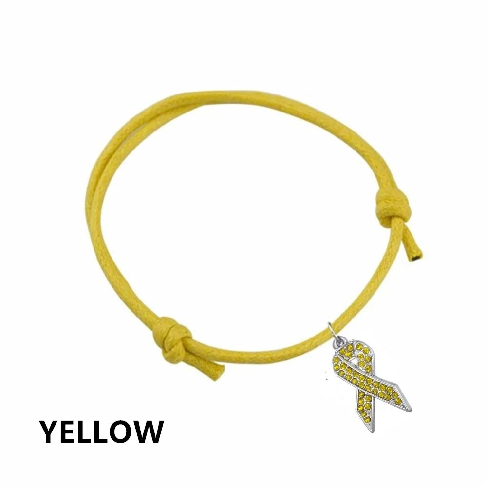 Rhinestone Ribbon Charm on Adjustable Bracelet