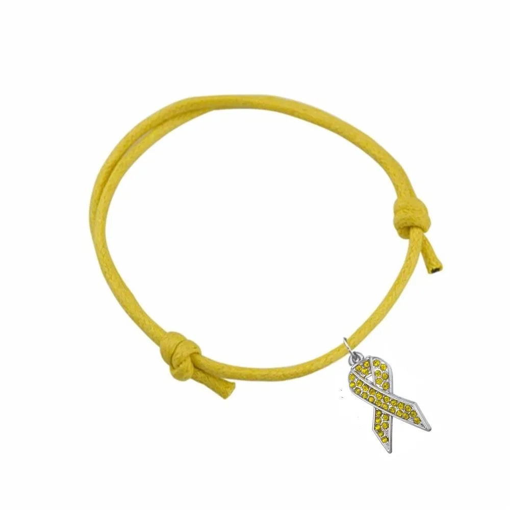 Rhinestone Ribbon Charm on Adjustable Bracelet